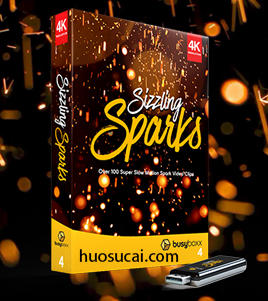 【4K视频素材】可用作VFX、转场、背景等制作的“嘶嘶火花 Sizzling Sparks”特效视频素材，总共102个视频文件